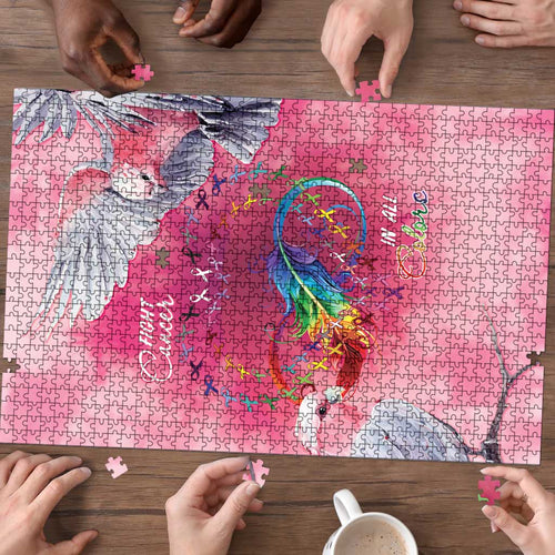 Australia Fight Cancer In All Colors Puzzle Galah Pink Tie Dye - Aussie Hoodie