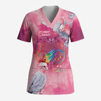 Australia Fight Cancer In All Colors Scrub Top Galah Pink Tie Dye - Aussie Hoodie