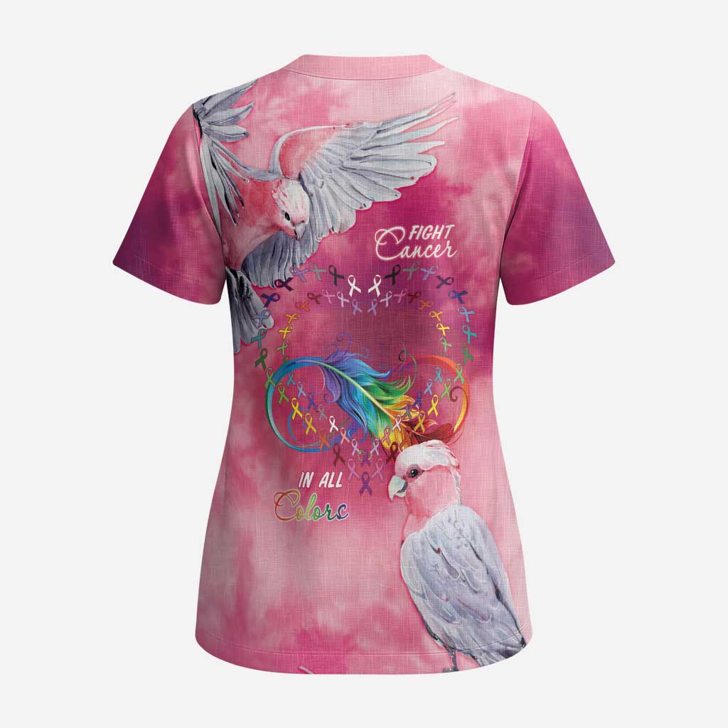 Australia Fight Cancer In All Colors Scrub Top Galah Pink Tie Dye - Aussie Hoodie