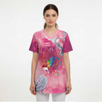 Australia Fight Cancer In All Colors Scrub Top Galah Pink Tie Dye - Aussie Hoodie