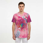 Australia Fight Cancer In All Colors Scrub Top Galah Pink Tie Dye - Aussie Hoodie