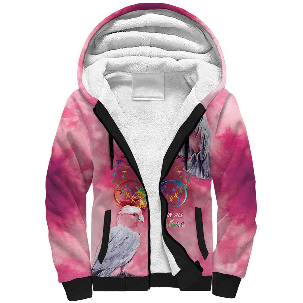 Australia Fight Cancer In All Colors Sherpa Hoodie Galah Pink Tie Dye - Aussie Hoodie