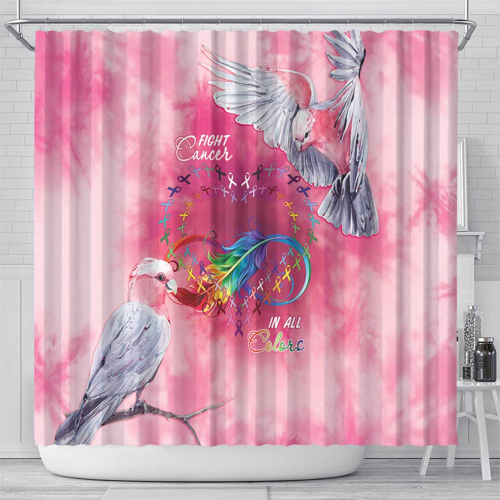 Australia Fight Cancer In All Colors Shower Curtain Galah Pink Tie Dye - Aussie Hoodie
