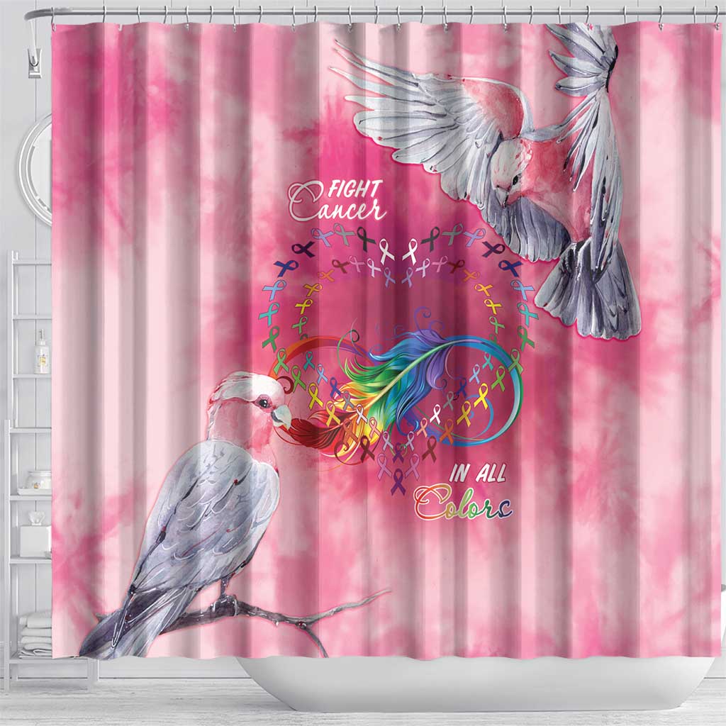 Australia Fight Cancer In All Colors Shower Curtain Galah Pink Tie Dye - Aussie Hoodie
