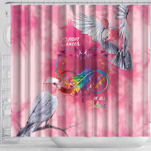 Australia Fight Cancer In All Colors Shower Curtain Galah Pink Tie Dye - Aussie Hoodie