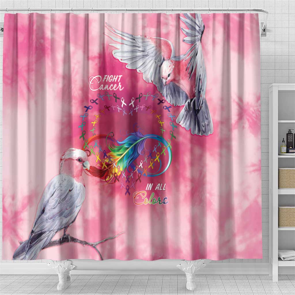 Australia Fight Cancer In All Colors Shower Curtain Galah Pink Tie Dye - Aussie Hoodie