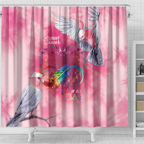 Australia Fight Cancer In All Colors Shower Curtain Galah Pink Tie Dye - Aussie Hoodie