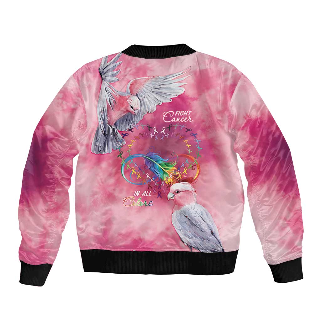 Australia Fight Cancer In All Colors Sleeve Zip Bomber Jacket Galah Pink Tie Dye - Aussie Hoodie