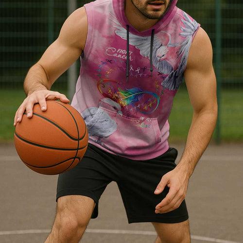 Australia Fight Cancer In All Colors Sleeveless Hoodie Galah Pink Tie Dye - Aussie Hoodie