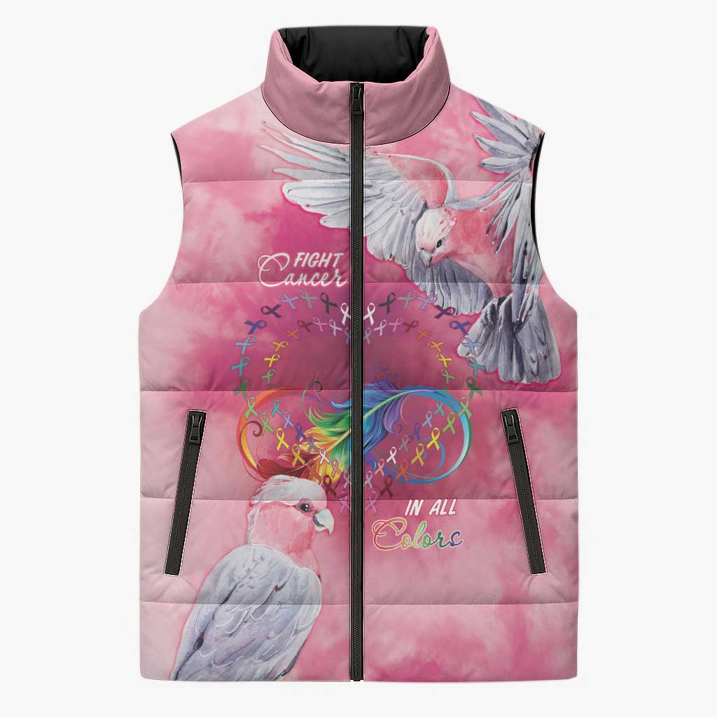 Australia Fight Cancer In All Colors Sleeveless Puffer Jacket Galah Pink Tie Dye - Aussie Hoodie