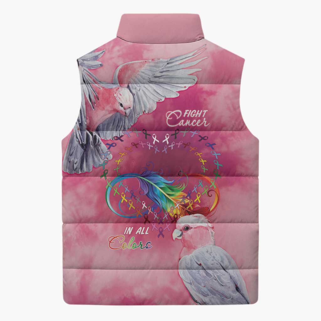Australia Fight Cancer In All Colors Sleeveless Puffer Jacket Galah Pink Tie Dye - Aussie Hoodie