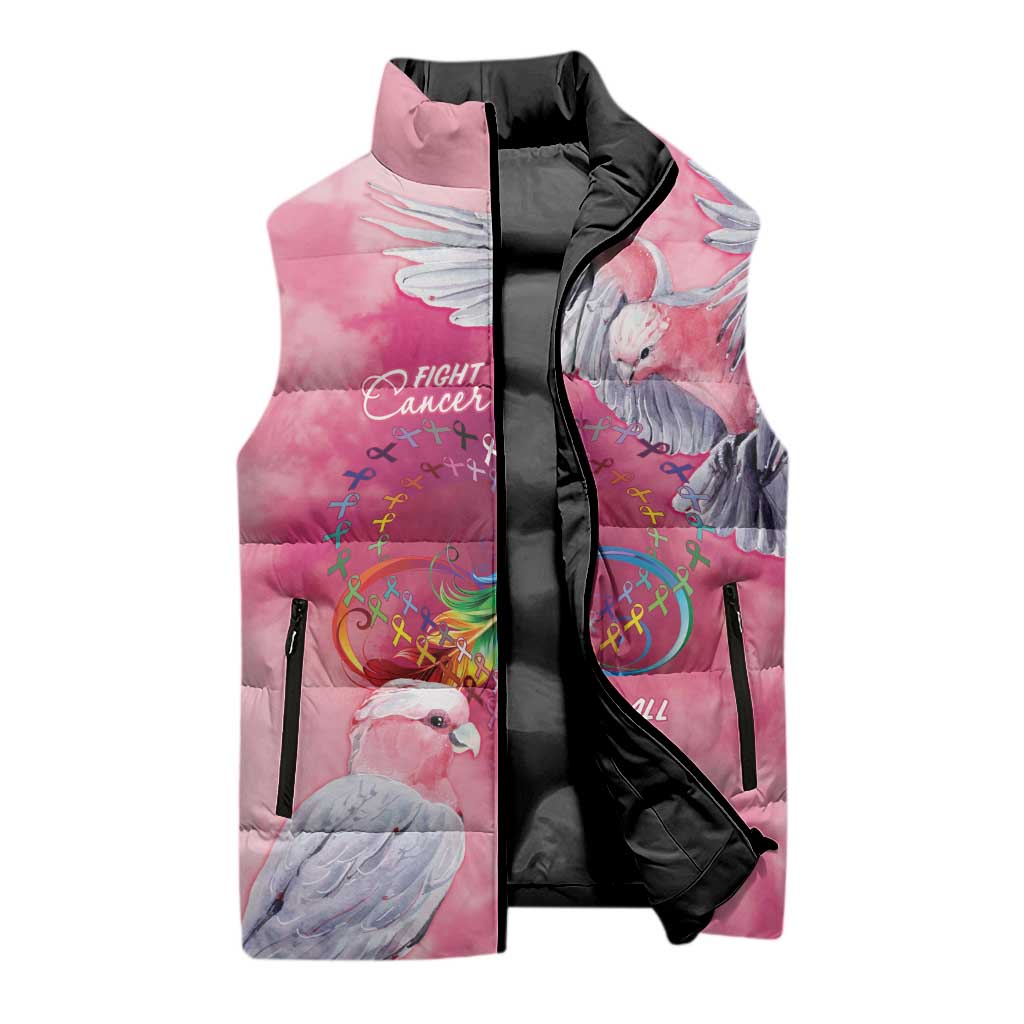 Australia Fight Cancer In All Colors Sleeveless Puffer Jacket Galah Pink Tie Dye - Aussie Hoodie