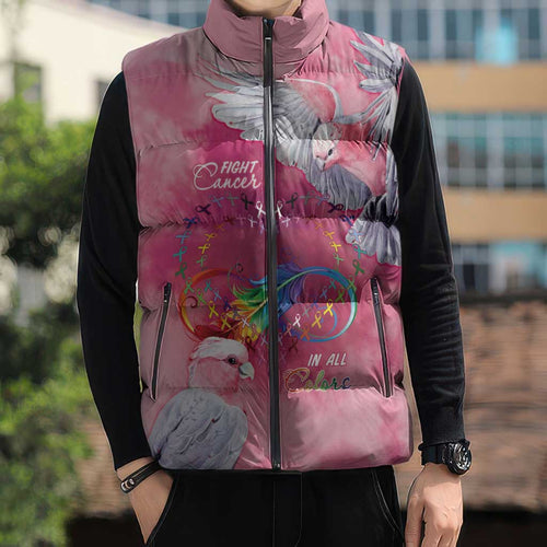 Australia Fight Cancer In All Colors Sleeveless Puffer Jacket Galah Pink Tie Dye - Aussie Hoodie