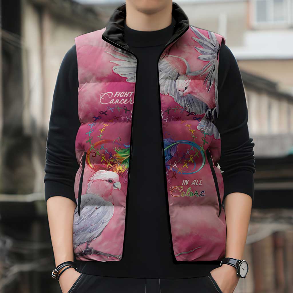 Australia Fight Cancer In All Colors Sleeveless Puffer Jacket Galah Pink Tie Dye - Aussie Hoodie