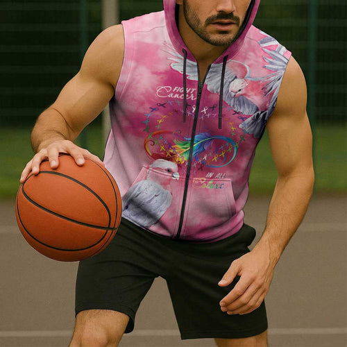 Australia Fight Cancer In All Colors Sleeveless Zip Hoodie Galah Pink Tie Dye LT7