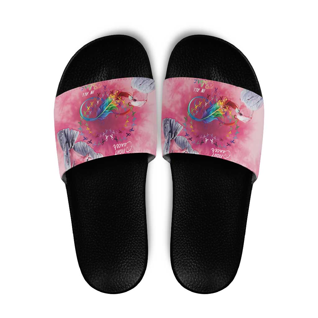 Australia Fight Cancer In All Colors Slide Sandals Galah Pink Tie Dye - Aussie Hoodie
