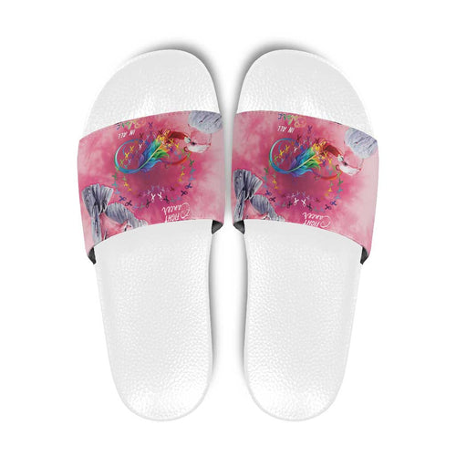 Australia Fight Cancer In All Colors Slide Sandals Galah Pink Tie Dye - Aussie Hoodie