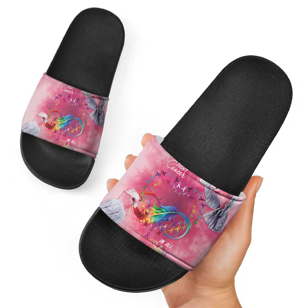 Australia Fight Cancer In All Colors Slide Sandals Galah Pink Tie Dye - Aussie Hoodie