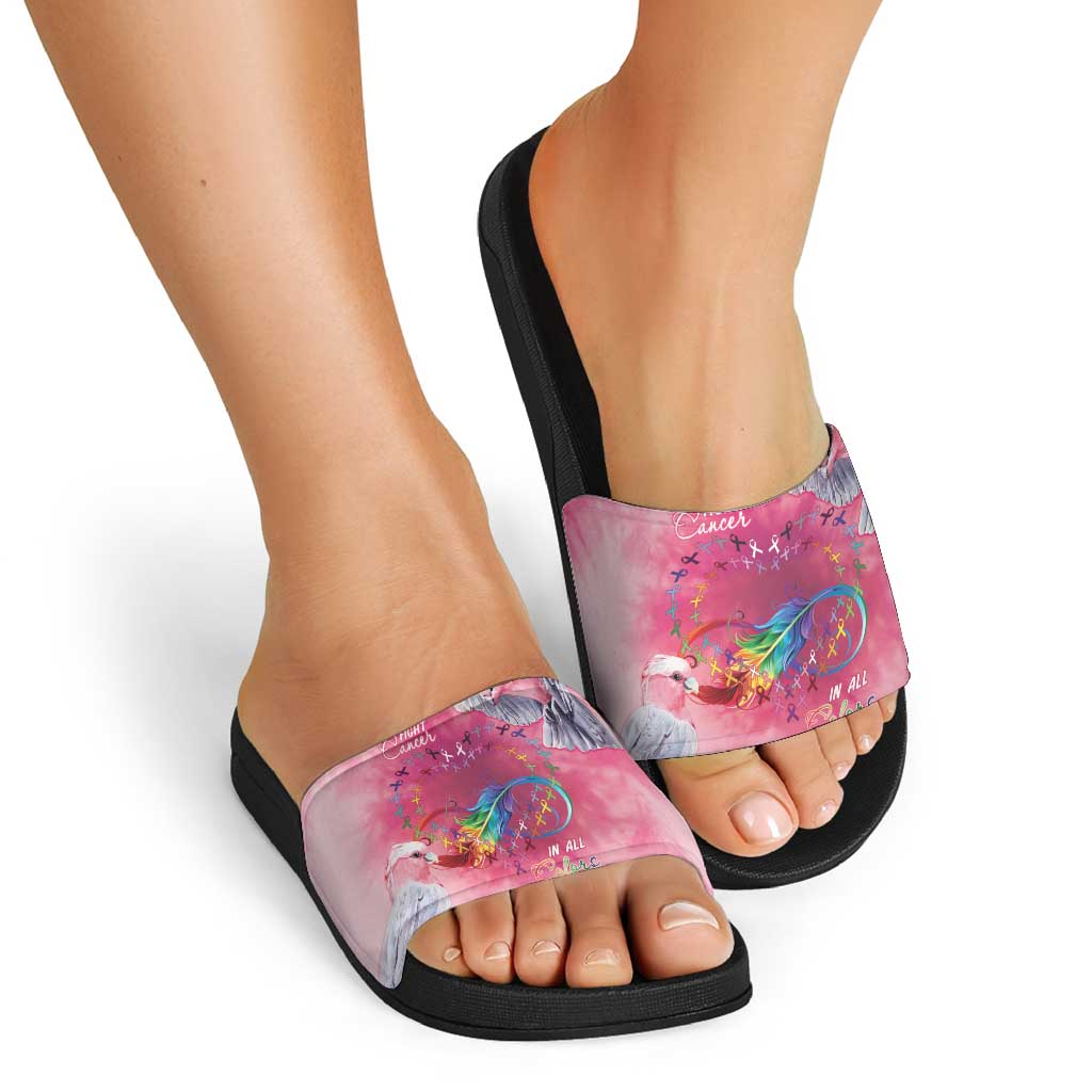 Australia Fight Cancer In All Colors Slide Sandals Galah Pink Tie Dye - Aussie Hoodie
