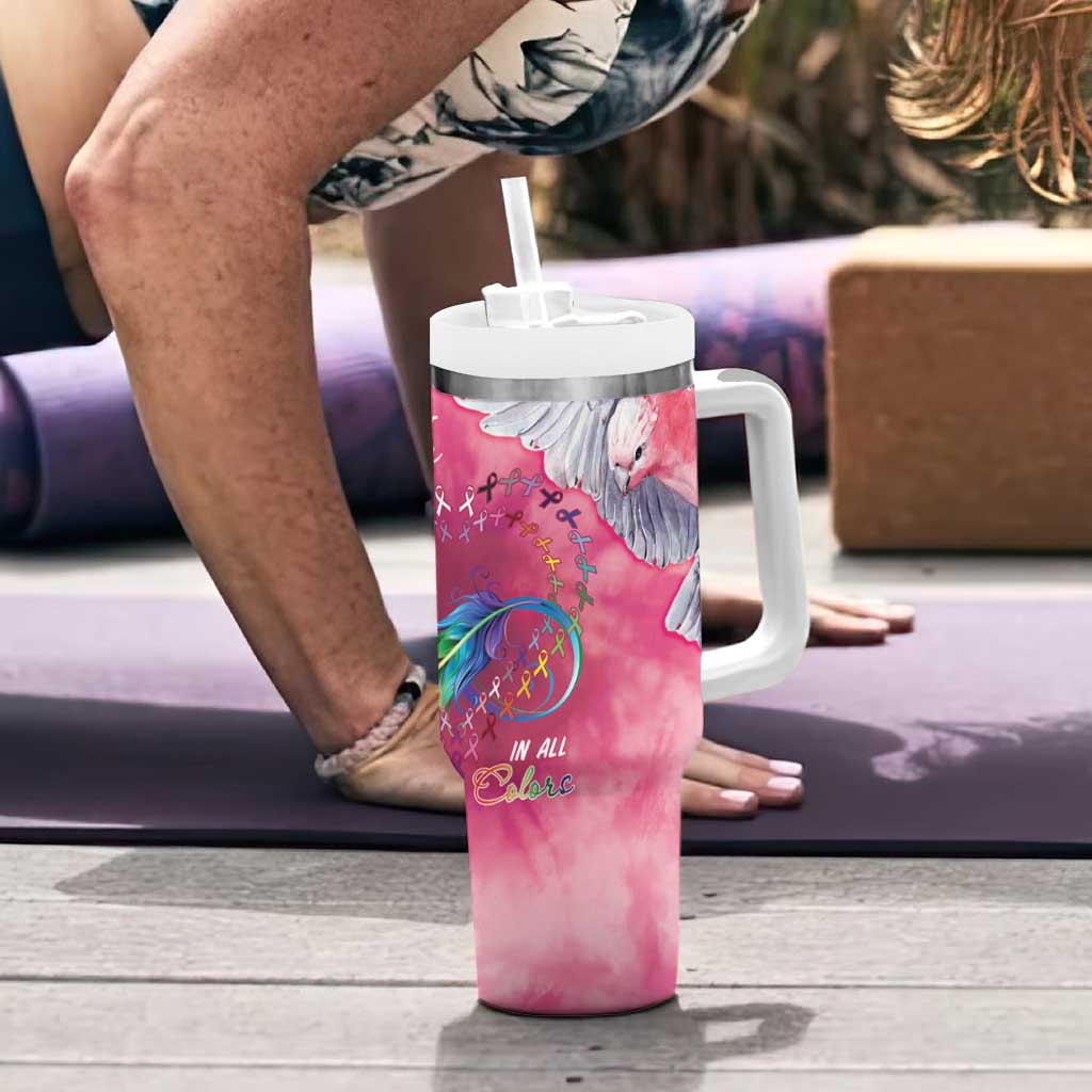 Australia Fight Cancer In All Colors Tumbler With Handle Galah Pink Tie Dye - Aussie Hoodie
