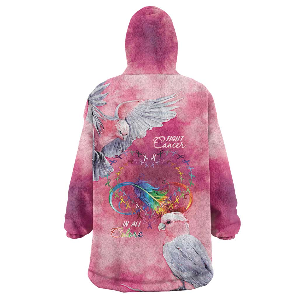 Australia Fight Cancer In All Colors Wearable Blanket Hoodie Galah Pink Tie Dye - Aussie Hoodie