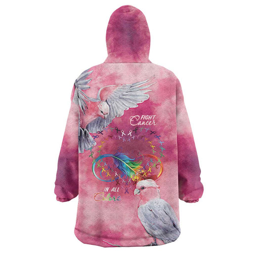 Australia Fight Cancer In All Colors Wearable Blanket Hoodie Galah Pink Tie Dye - Aussie Hoodie