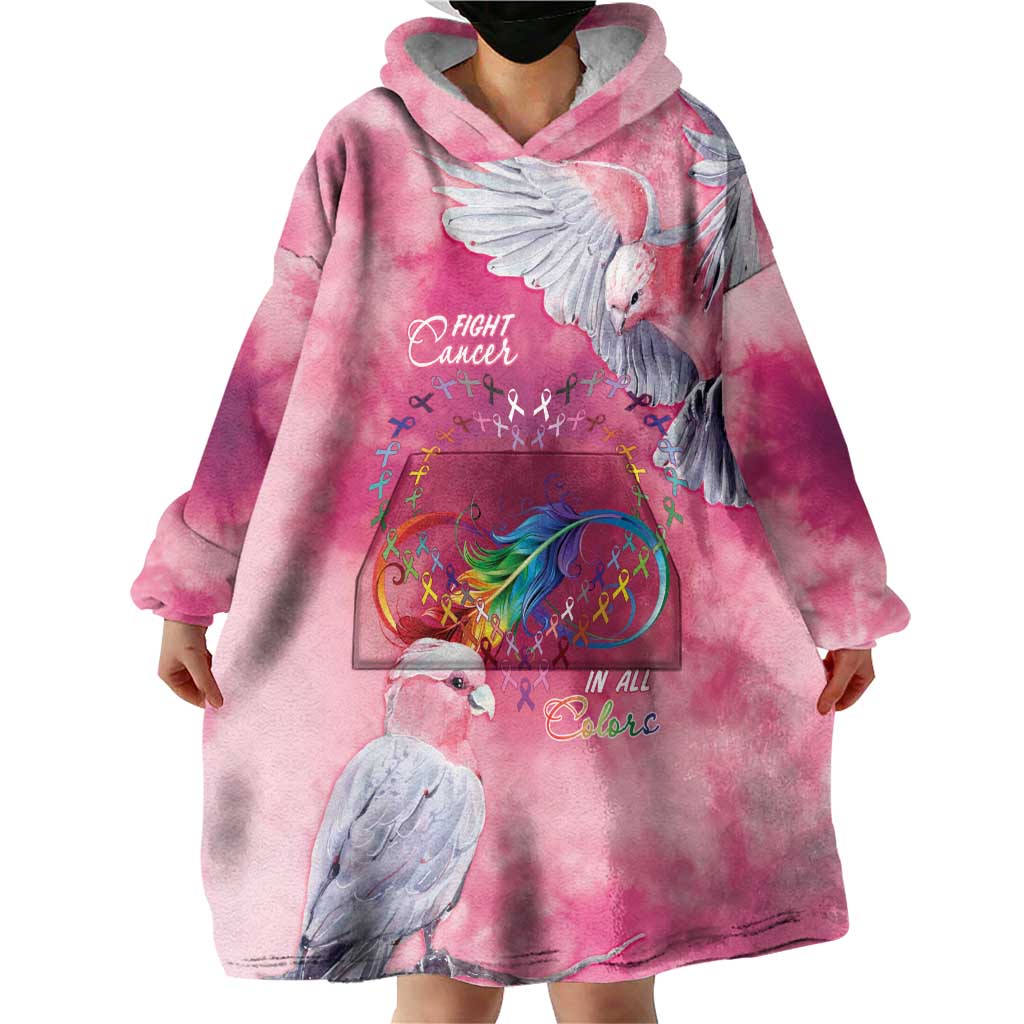 Australia Fight Cancer In All Colors Wearable Blanket Hoodie Galah Pink Tie Dye - Aussie Hoodie