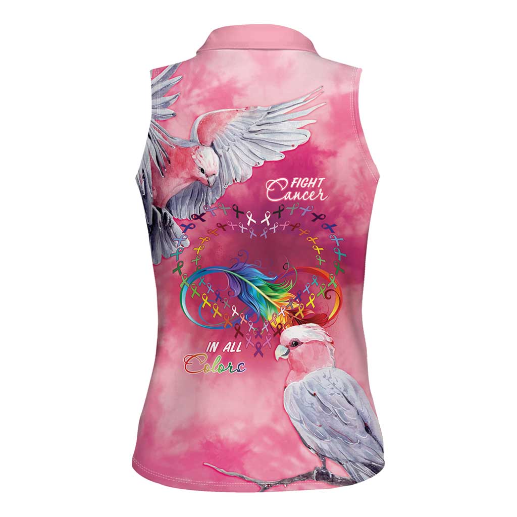 Australia Fight Cancer In All Colors Women Sleeveless Polo Shirt Galah Pink Tie Dye - Aussie Hoodie