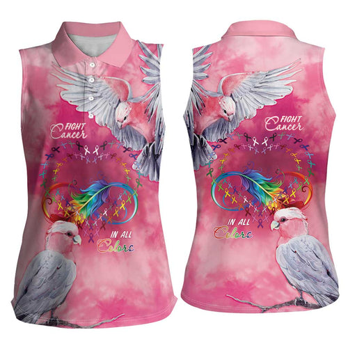 Australia Fight Cancer In All Colors Women Sleeveless Polo Shirt Galah Pink Tie Dye - Aussie Hoodie
