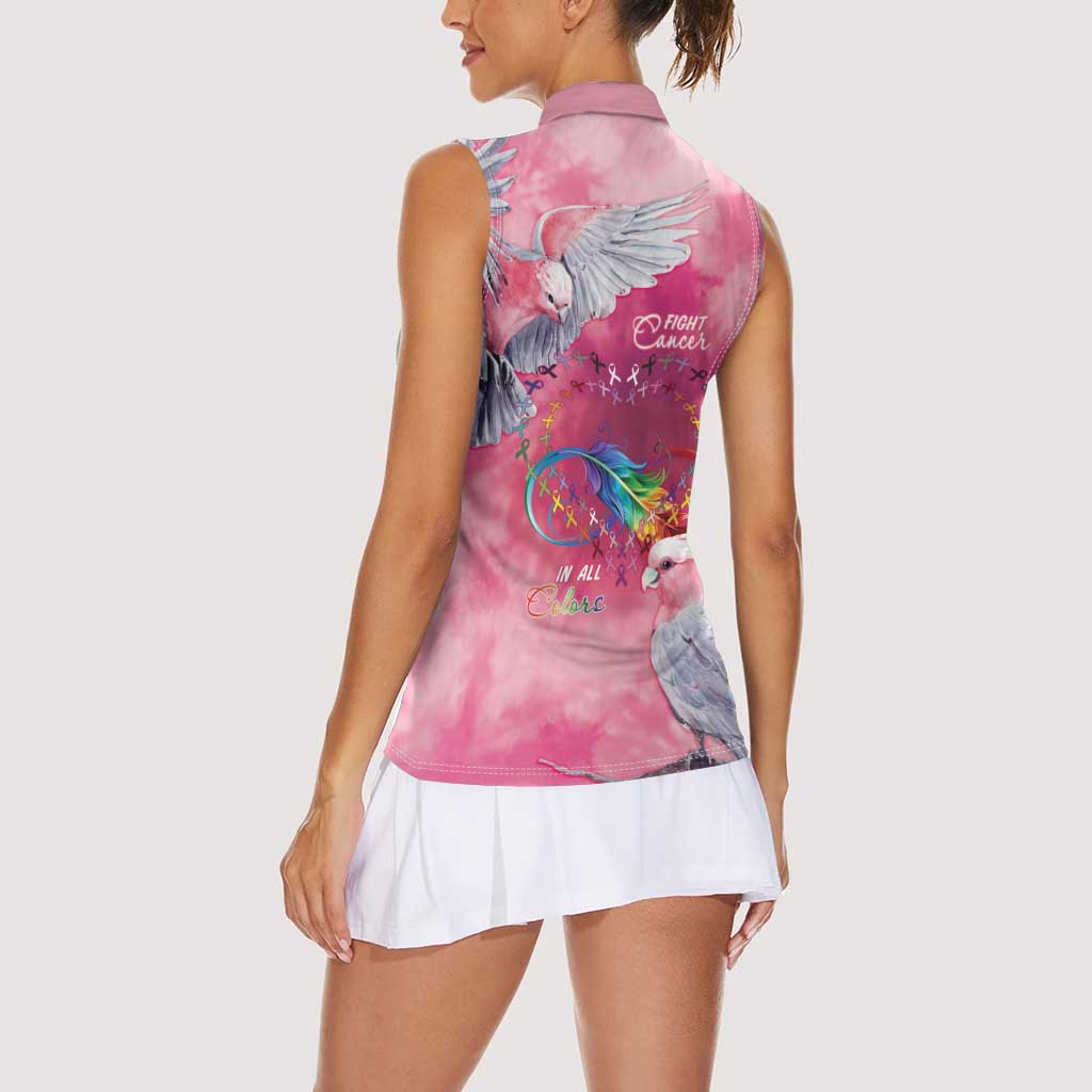 Australia Fight Cancer In All Colors Women Sleeveless Polo Shirt Galah Pink Tie Dye - Aussie Hoodie
