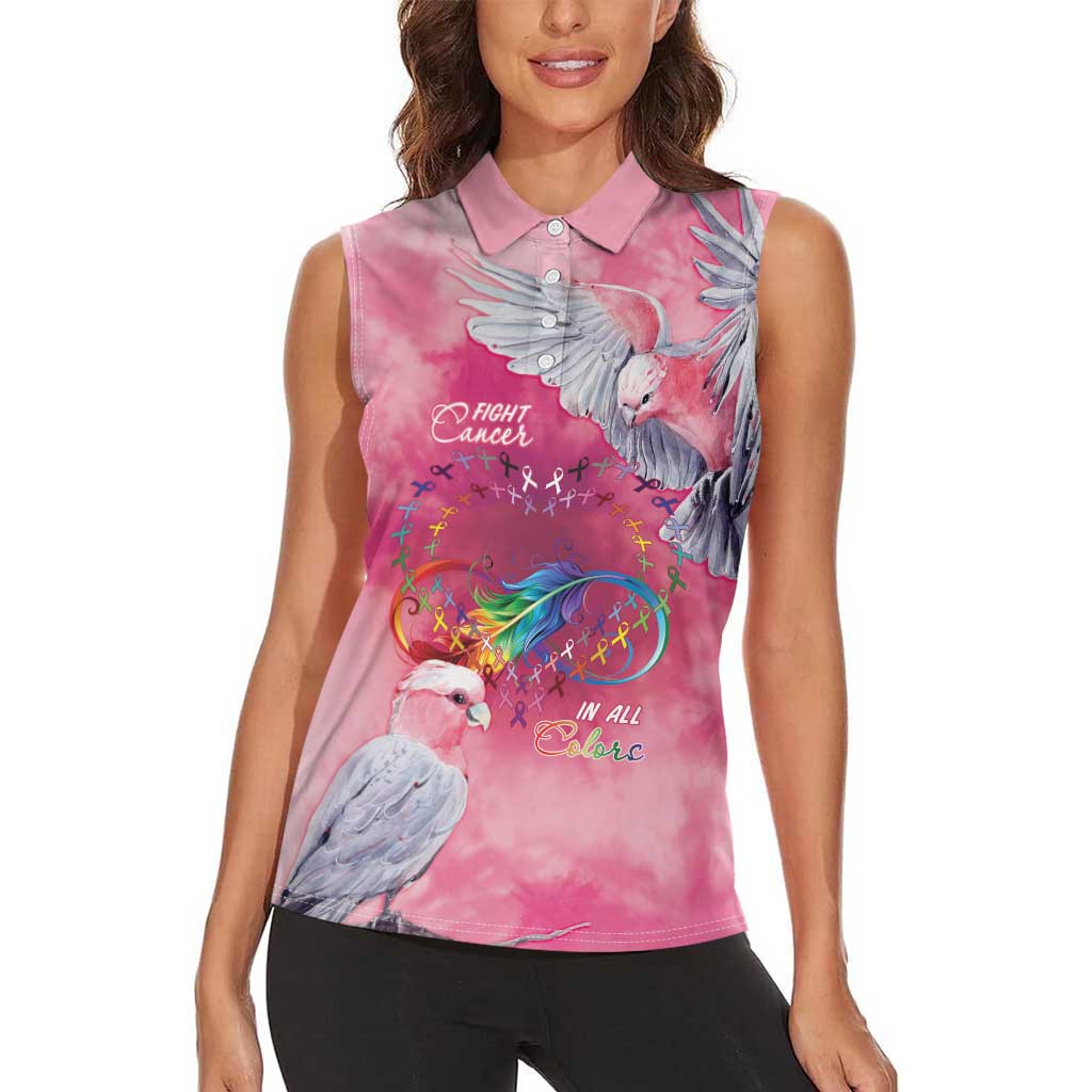 Australia Fight Cancer In All Colors Women Sleeveless Polo Shirt Galah Pink Tie Dye - Aussie Hoodie