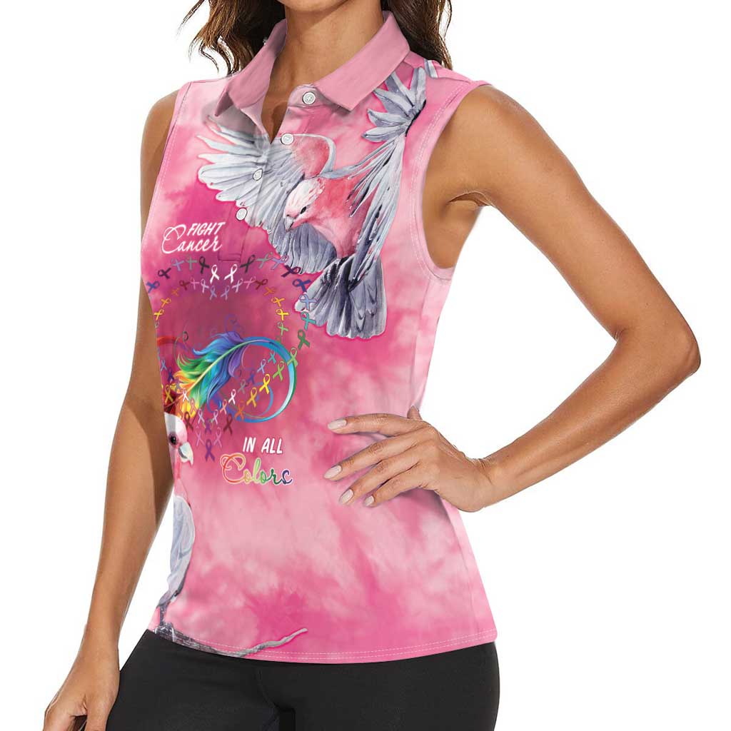 Australia Fight Cancer In All Colors Women Sleeveless Polo Shirt Galah Pink Tie Dye - Aussie Hoodie