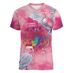 Australia Fight Cancer In All Colors Women V-Neck T-Shirt Galah Pink Tie Dye - Aussie Hoodie