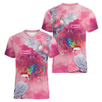 Australia Fight Cancer In All Colors Women V-Neck T-Shirt Galah Pink Tie Dye - Aussie Hoodie