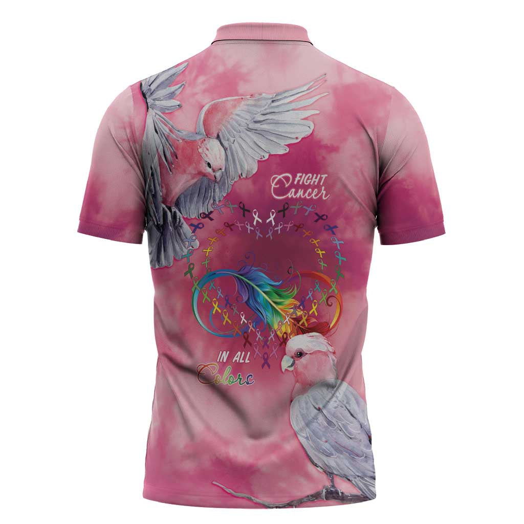 Australia Fight Cancer In All Colors Zipper Polo Shirt Galah Pink Tie Dye - Aussie Hoodie