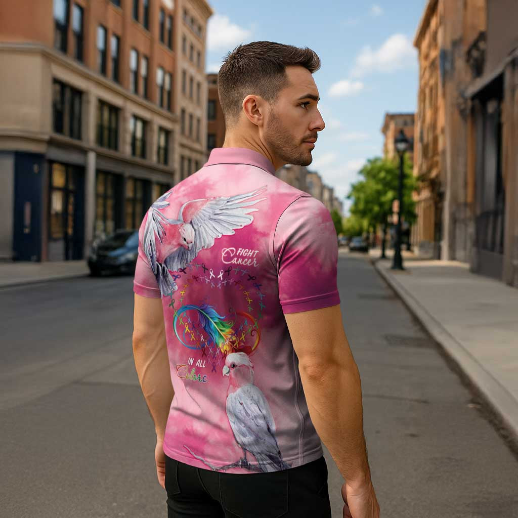 Australia Fight Cancer In All Colors Zipper Polo Shirt Galah Pink Tie Dye - Aussie Hoodie
