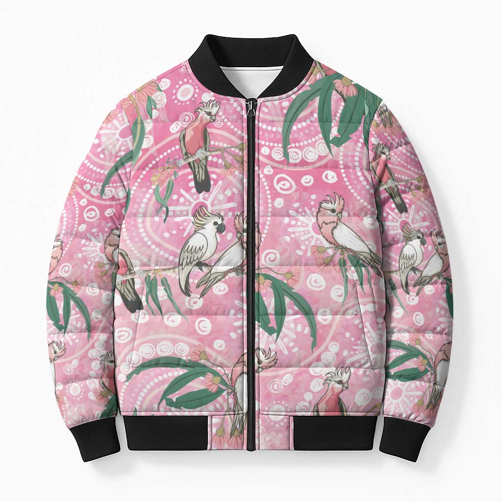 Australia Galah Aboriginal Bomber Puffer Jacket Breast Cancer Awareness - Aussie Hoodie