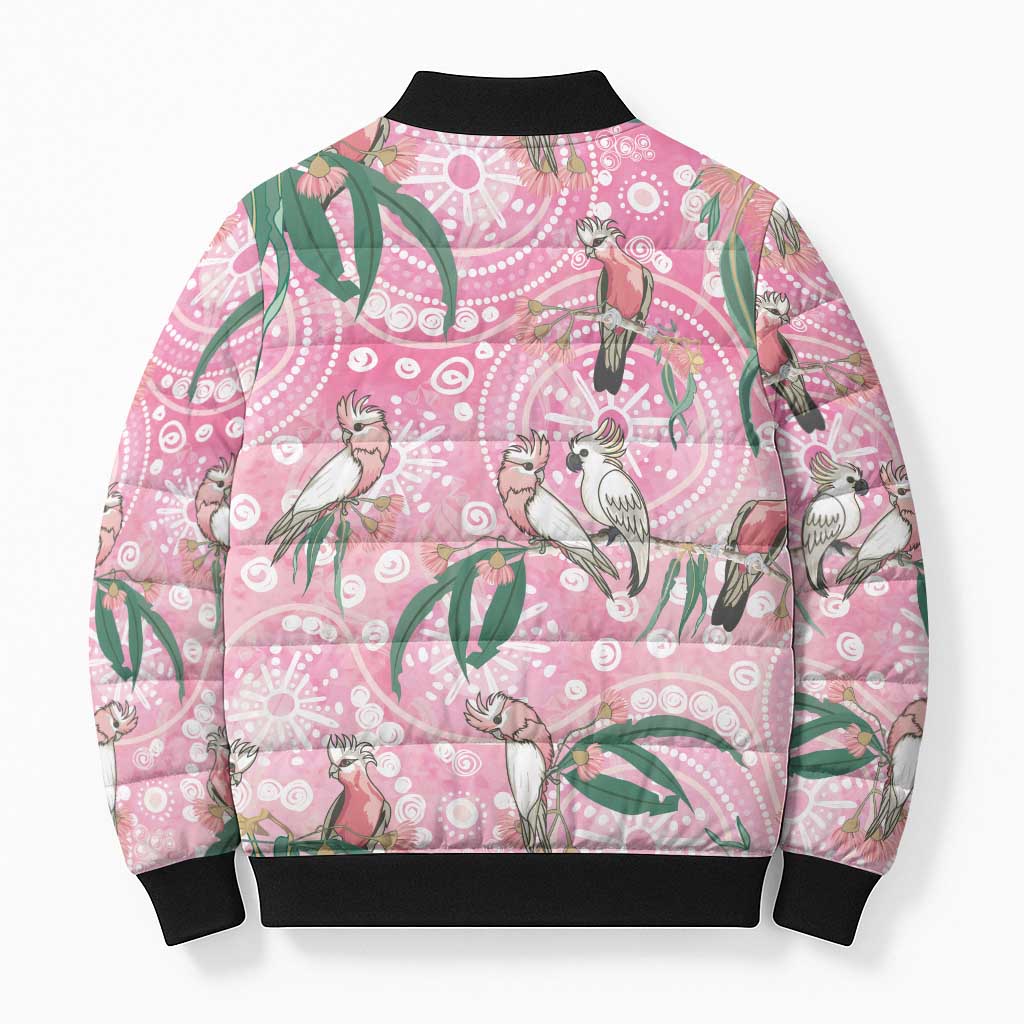 Australia Galah Aboriginal Bomber Puffer Jacket Breast Cancer Awareness - Aussie Hoodie
