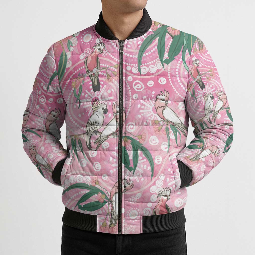 Australia Galah Aboriginal Bomber Puffer Jacket Breast Cancer Awareness - Aussie Hoodie