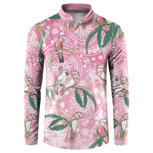 Australia Galah Aboriginal Button Sweatshirt Breast Cancer Awareness - Aussie Hoodie