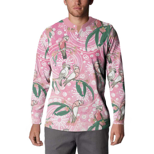 Australia Galah Aboriginal Button Sweatshirt Breast Cancer Awareness - Aussie Hoodie