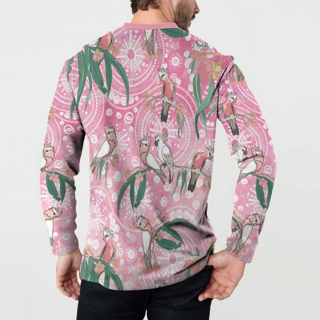 Australia Galah Aboriginal Button Sweatshirt Breast Cancer Awareness - Aussie Hoodie