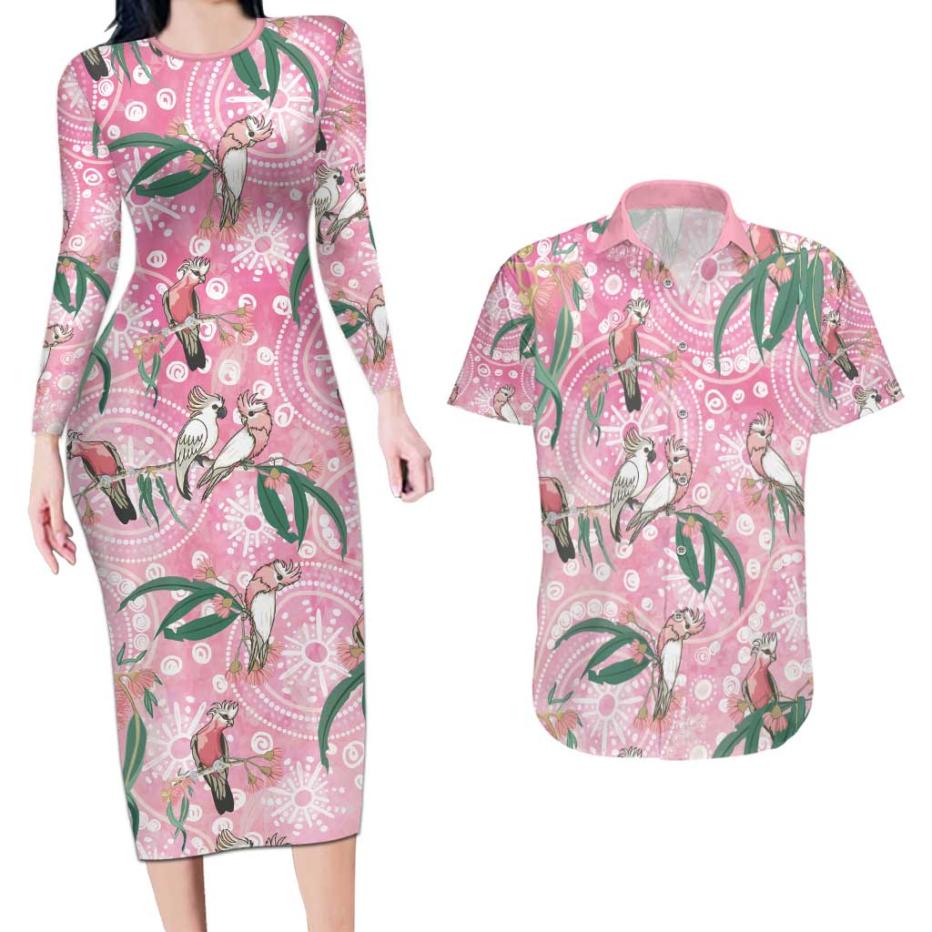 Australia Galah Aboriginal Couples Matching Long Sleeve Bodycon Dress and Hawaiian Shirt Breast Cancer Awareness - Aussie Hoodie