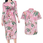 Australia Galah Aboriginal Couples Matching Long Sleeve Bodycon Dress and Hawaiian Shirt Breast Cancer Awareness - Aussie Hoodie
