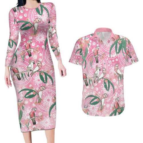 Australia Galah Aboriginal Couples Matching Long Sleeve Bodycon Dress and Hawaiian Shirt Breast Cancer Awareness - Aussie Hoodie