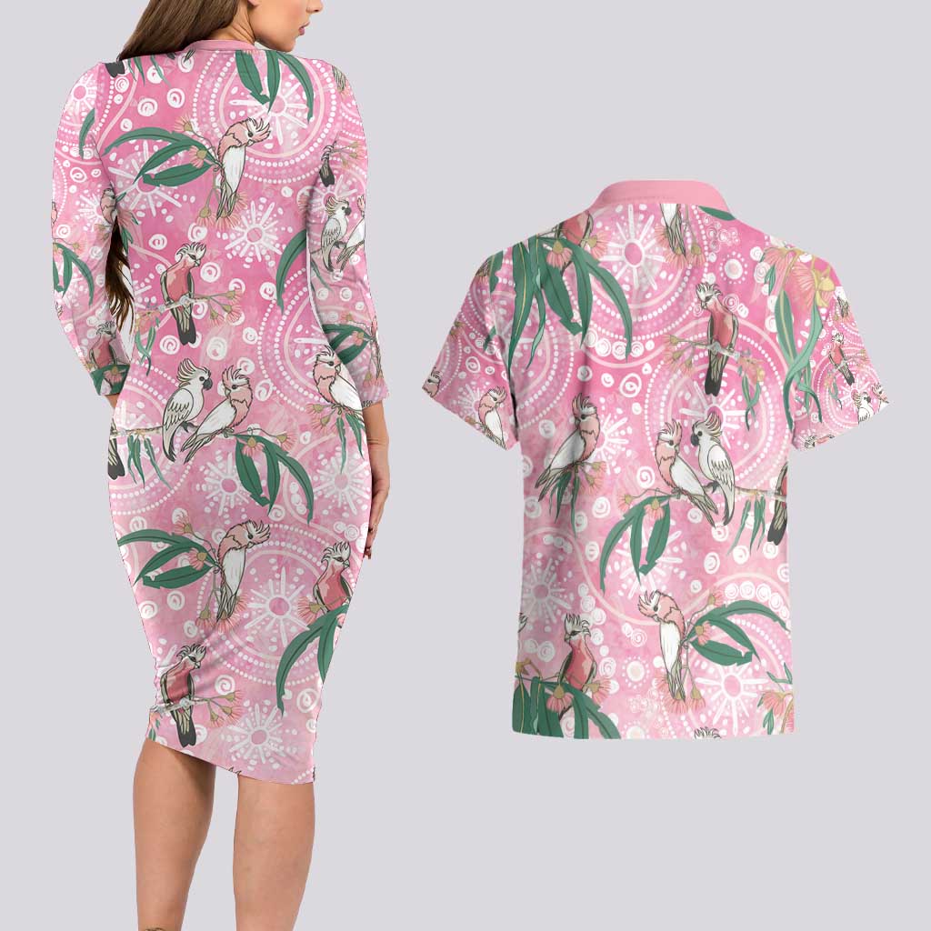 Australia Galah Aboriginal Couples Matching Long Sleeve Bodycon Dress and Hawaiian Shirt Breast Cancer Awareness - Aussie Hoodie