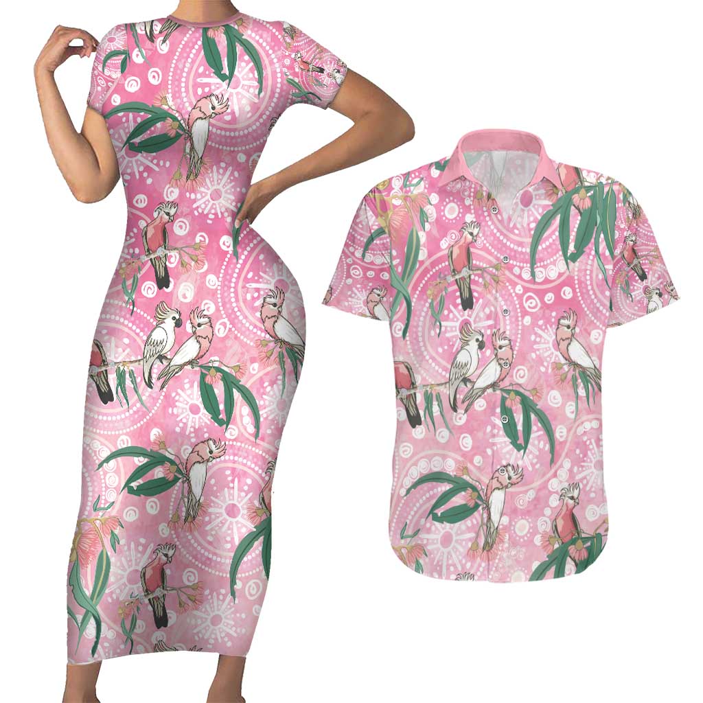 Australia Galah Aboriginal Couples Matching Short Sleeve Bodycon Dress and Hawaiian Shirt Breast Cancer Awareness - Aussie Hoodie