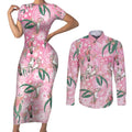 Australia Galah Aboriginal Couples Matching Short Sleeve Bodycon Dress and Long Sleeve Button Shirt Breast Cancer Awareness - Aussie Hoodie