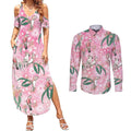 Australia Galah Aboriginal Couples Matching Summer Maxi Dress and Long Sleeve Button Shirt Breast Cancer Awareness - Aussie Hoodie