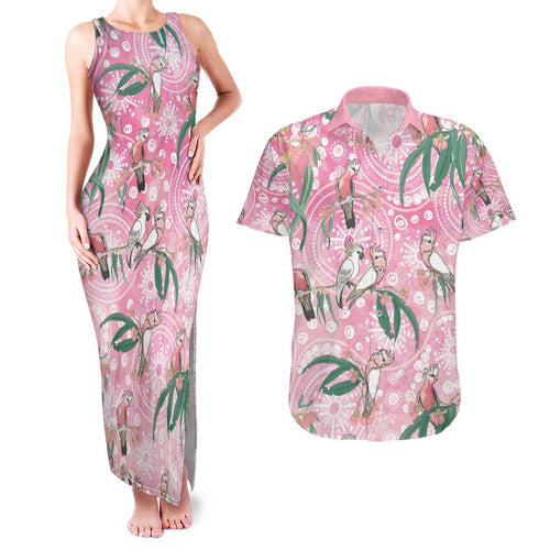Australia Galah Aboriginal Couples Matching Tank Maxi Dress and Hawaiian Shirt Breast Cancer Awareness - Aussie Hoodie